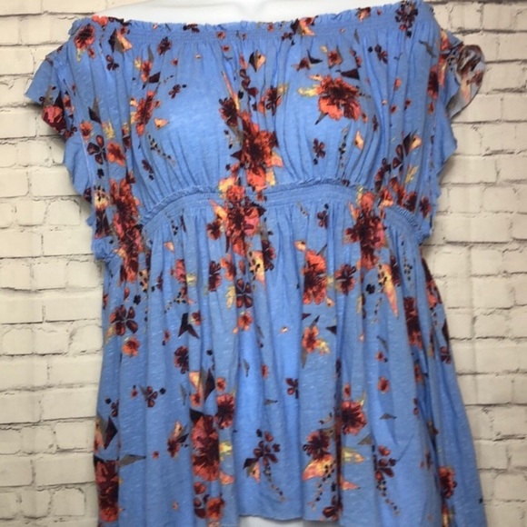 We The Free Floral Blouse Blue Sky Combo Size Small - Picture 2 of 6